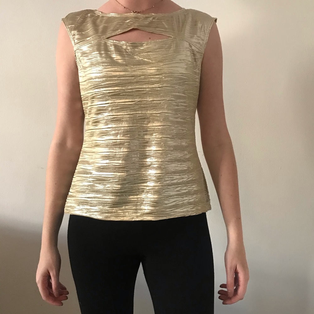 VINTAGE BCX Gold Cutout Blouse